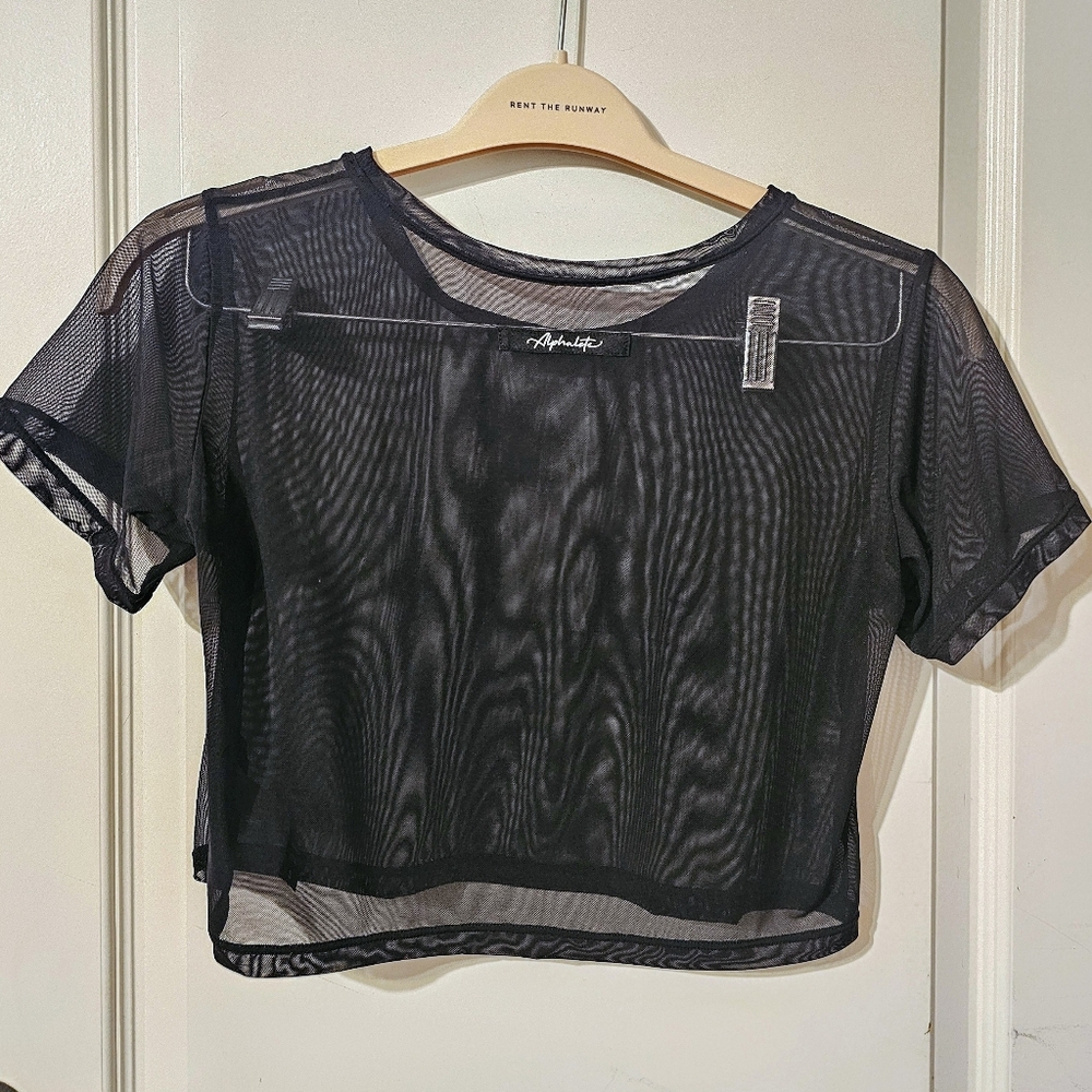 Alphalete Boundless S Sheer Black Crop Top
